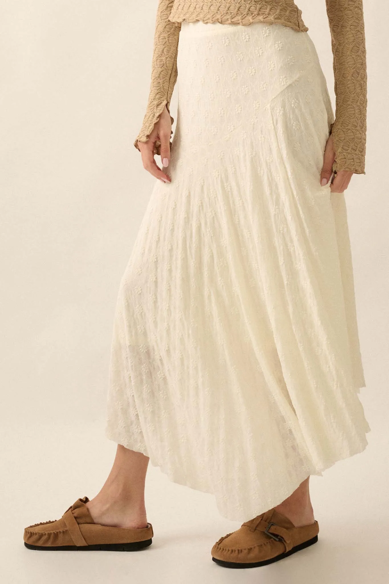 Dainty Days Floral Lace Asymmetrical Midi Skirt