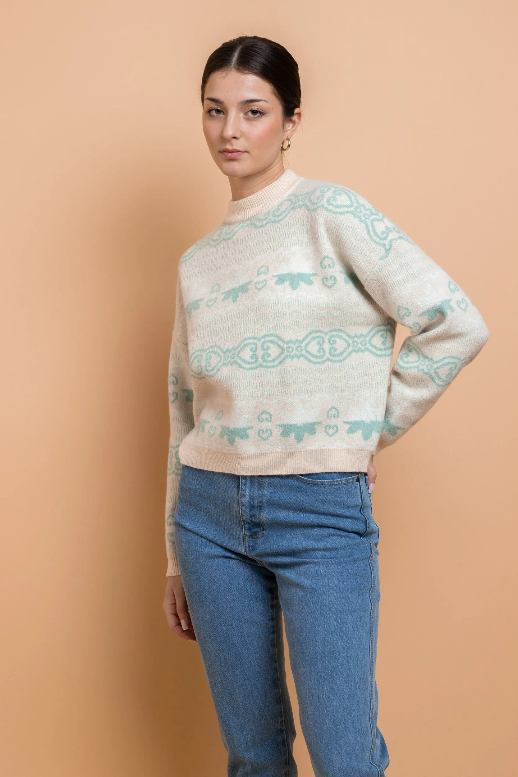 Daisy Street - Intarsia Star & Heart Patterned Knit Jumper