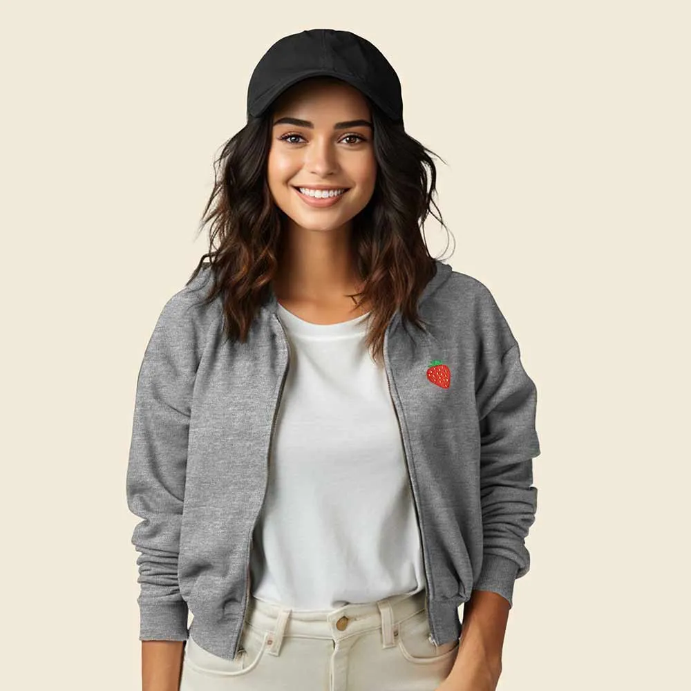 Dalix Strawberry Cropped Zip Hoodie