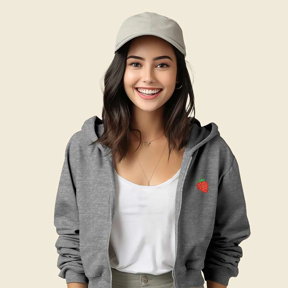 Dalix Strawberry Cropped Zip Hoodie