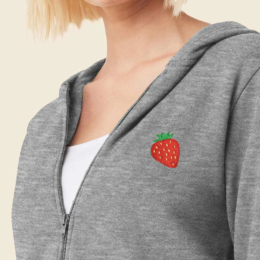 Dalix Strawberry Cropped Zip Hoodie