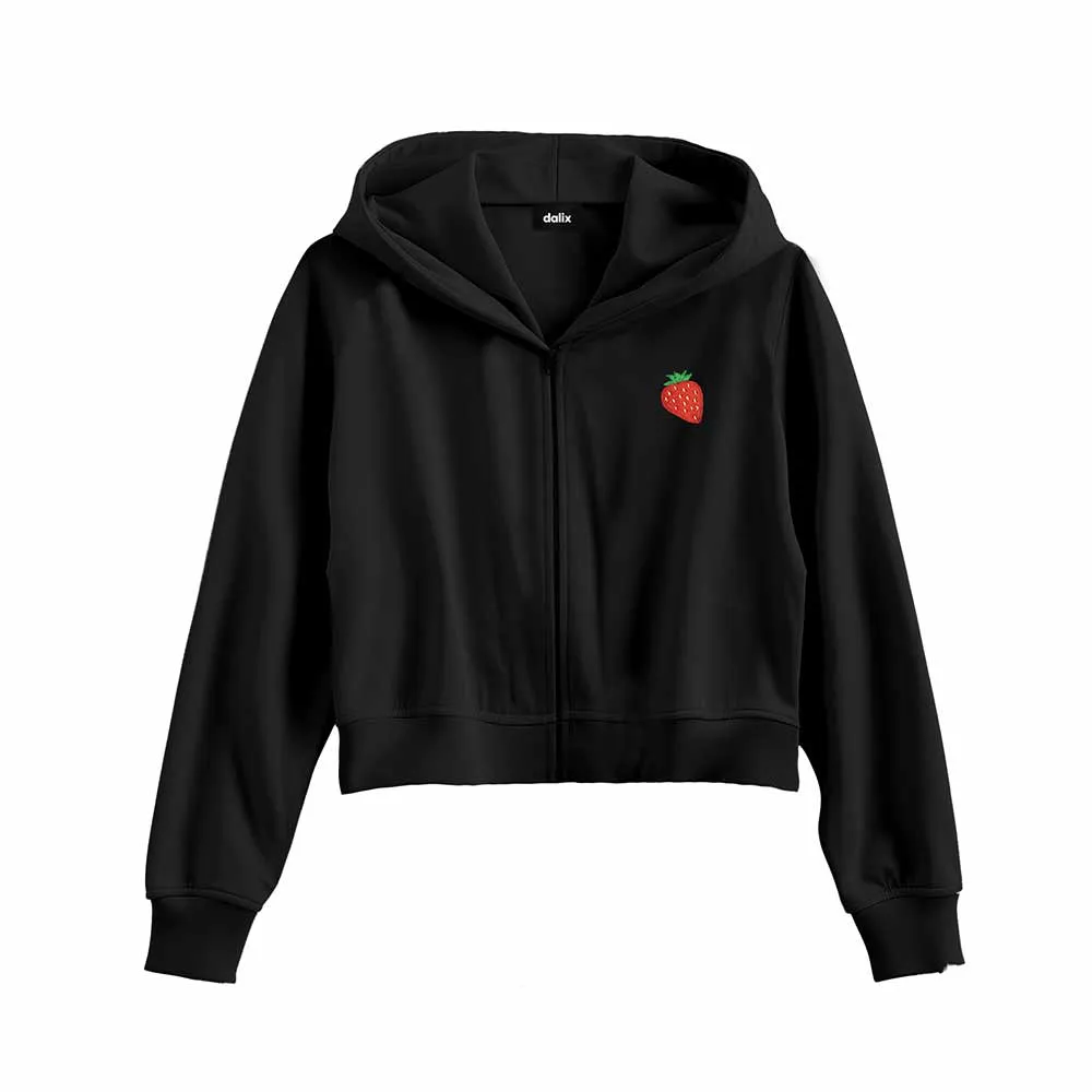 Dalix Strawberry Cropped Zip Hoodie