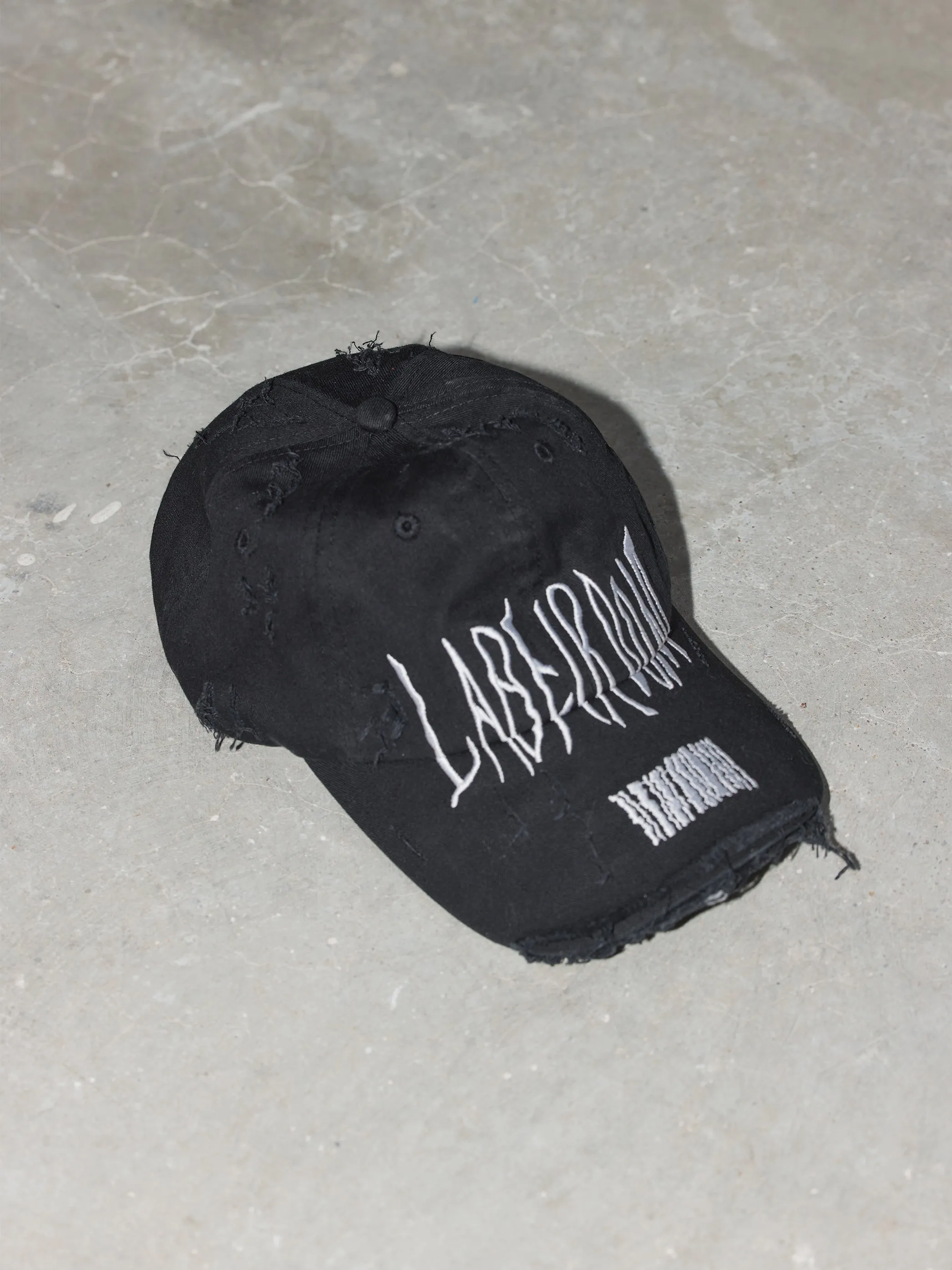 Damaged Embroidered Logo Peaked Cap