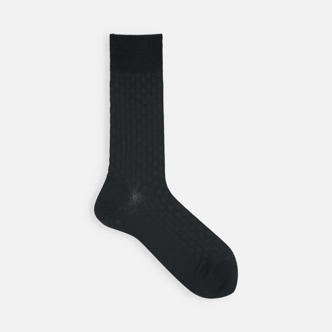 Damier Pattern Socks - Black - by Tabio