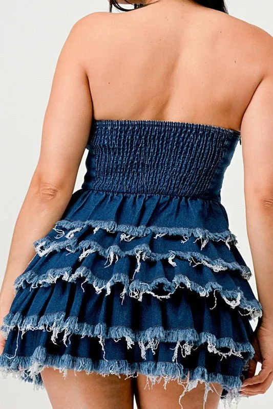 Daphane Denim Delight Tiered Ruffle Dress