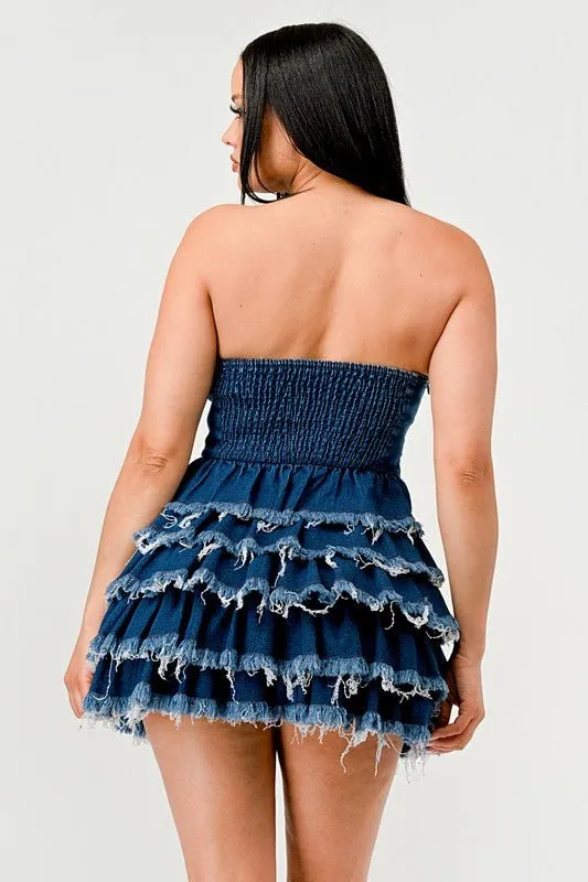 Daphane Denim Delight Tiered Ruffle Dress