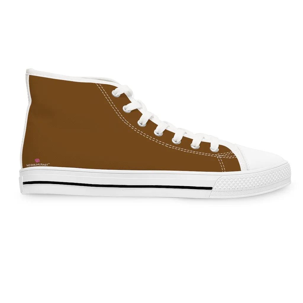 Dark Brown Ladies' High Tops, Solid Color Best Women's High Top Sneakers Canvas Tennis Shoes