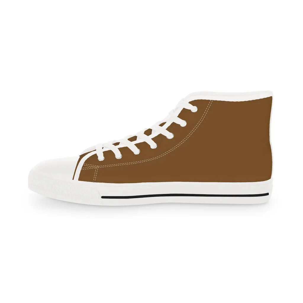 Dark Brown Men's High Tops, Modern Minimalist Best Men's High Top Sneakers (US Size: 5-14)