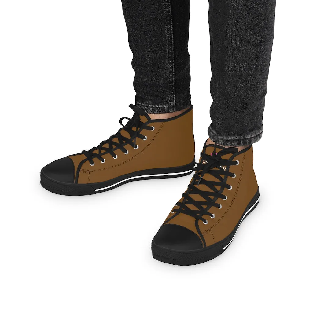 Dark Brown Men's High Tops, Modern Minimalist Best Men's High Top Sneakers (US Size: 5-14)