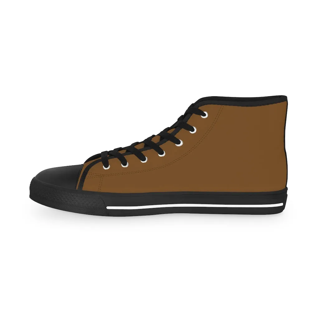 Dark Brown Men's High Tops, Modern Minimalist Best Men's High Top Sneakers (US Size: 5-14)