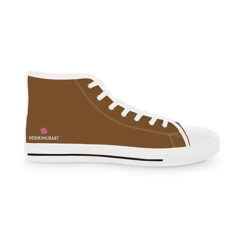 Dark Brown Men's High Tops, Modern Minimalist Best Men's High Top Sneakers (US Size: 5-14)