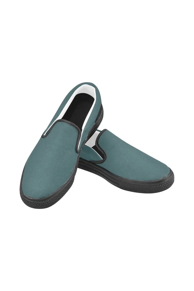 Dark Emerald Green Men's Slip-on Canvas Shoes (Model 019)