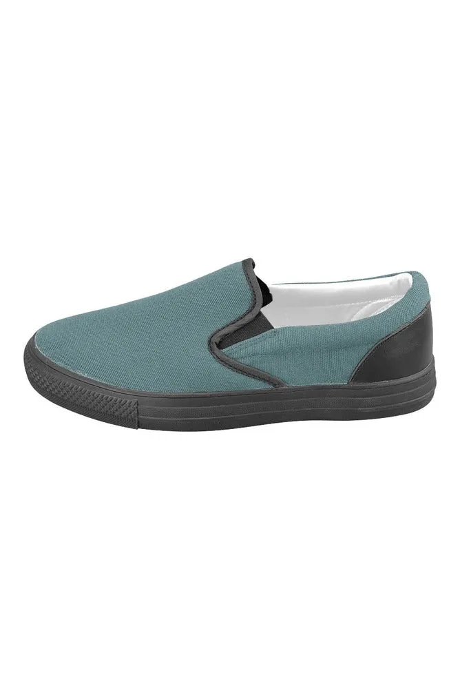 Dark Emerald Green Men's Slip-on Canvas Shoes (Model 019)