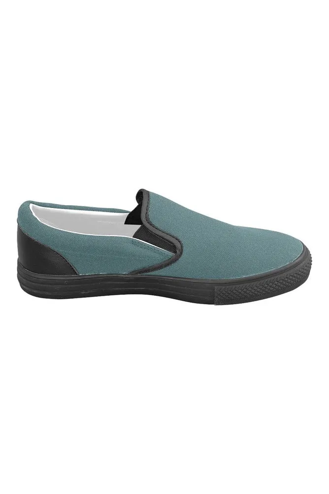 Dark Emerald Green Men's Slip-on Canvas Shoes (Model 019)