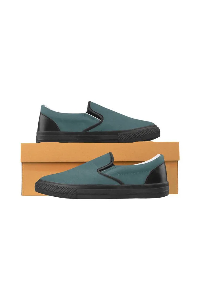 Dark Emerald Green Men's Slip-on Canvas Shoes (Model 019)