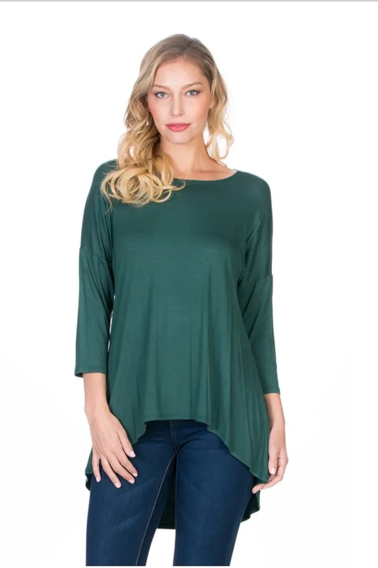 Dark Green HI-LOW Tunic Top