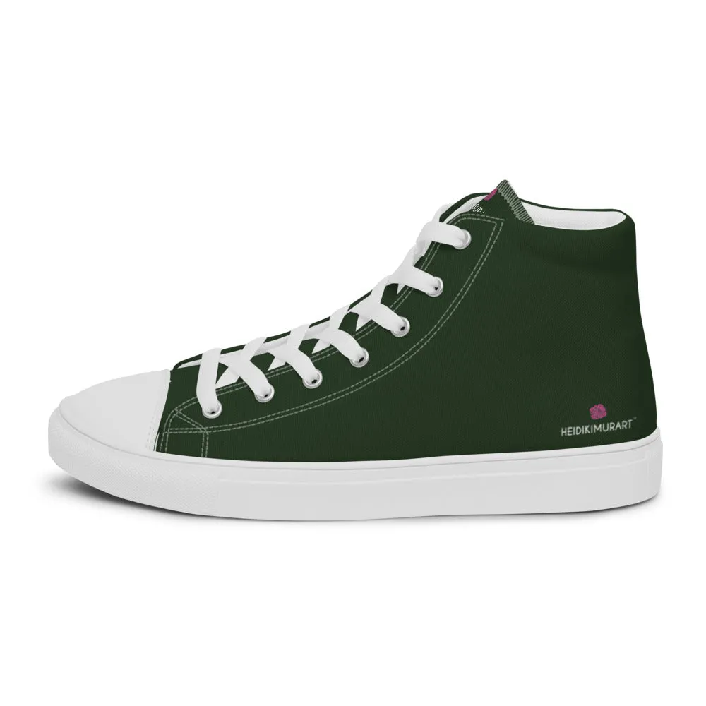 Dark Green Men's Sneakers, Modern Essential Solid Color Designer High Top Sneakers For Men