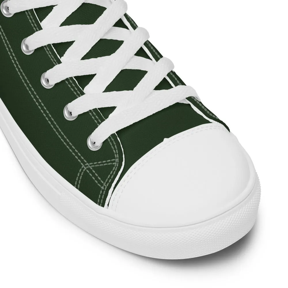 Dark Green Men's Sneakers, Modern Essential Solid Color Designer High Top Sneakers For Men