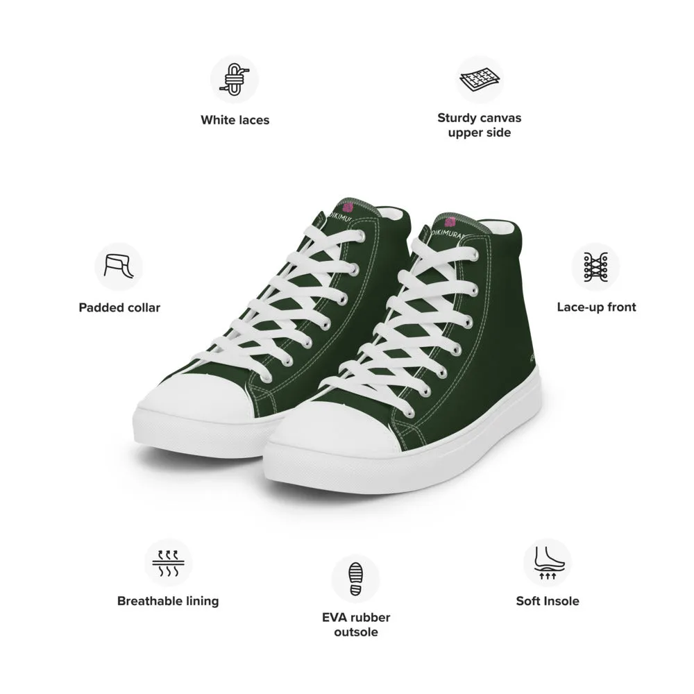 Dark Green Men's Sneakers, Modern Essential Solid Color Designer High Top Sneakers For Men