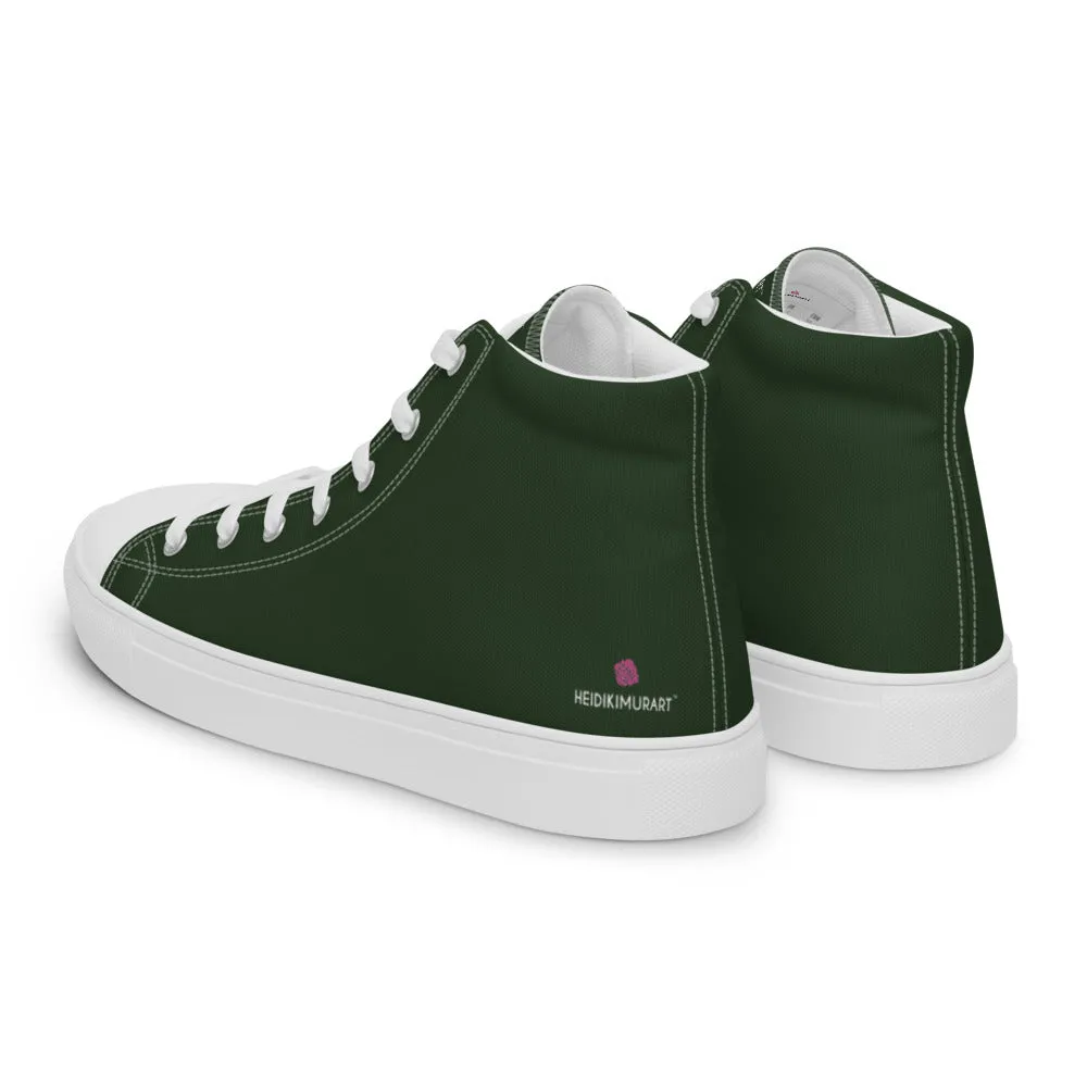 Dark Green Men's Sneakers, Modern Essential Solid Color Designer High Top Sneakers For Men