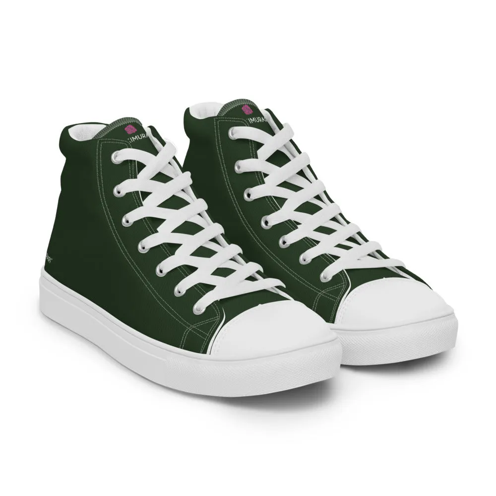 Dark Green Men's Sneakers, Modern Essential Solid Color Designer High Top Sneakers For Men