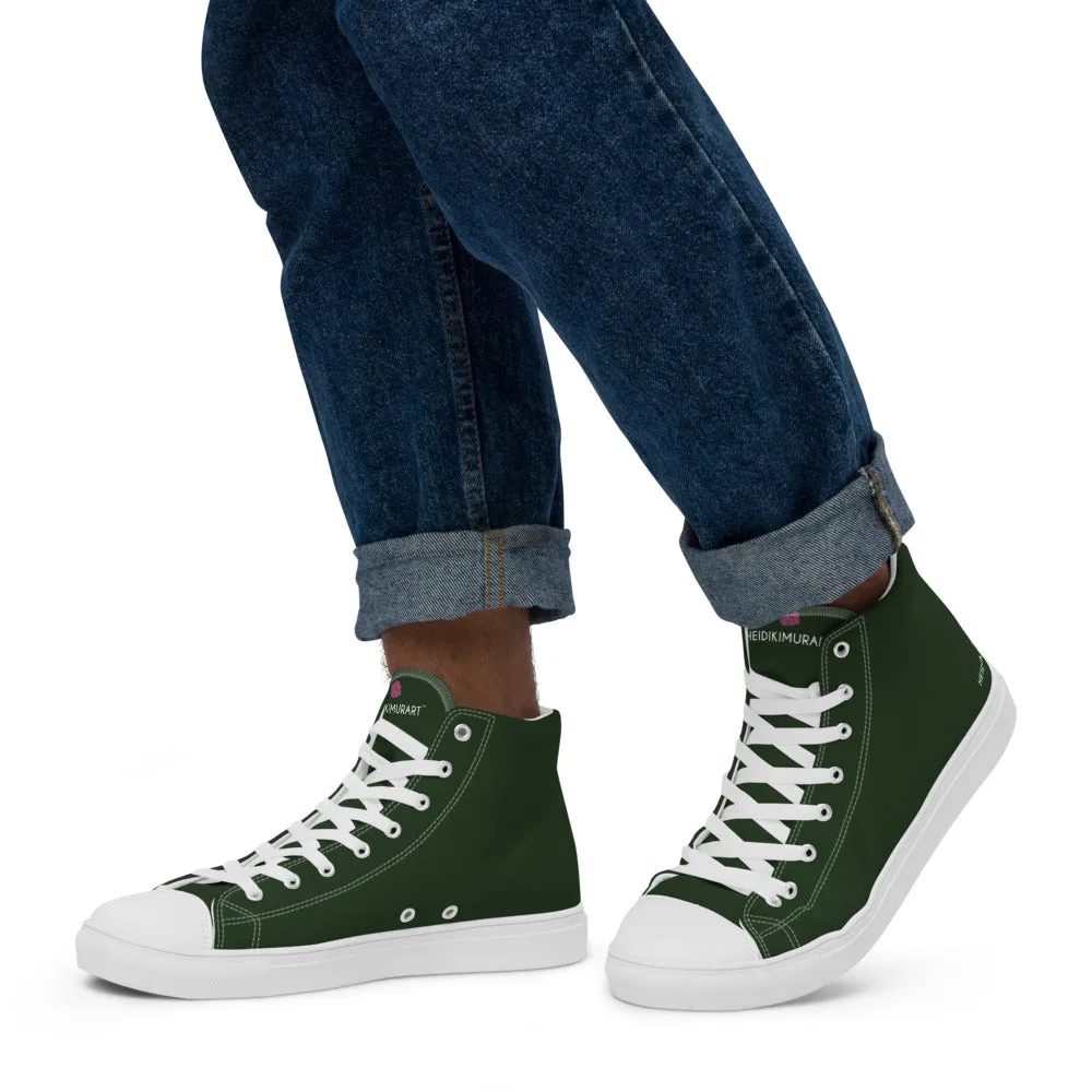 Dark Green Men's Sneakers, Modern Essential Solid Color Designer High Top Sneakers For Men