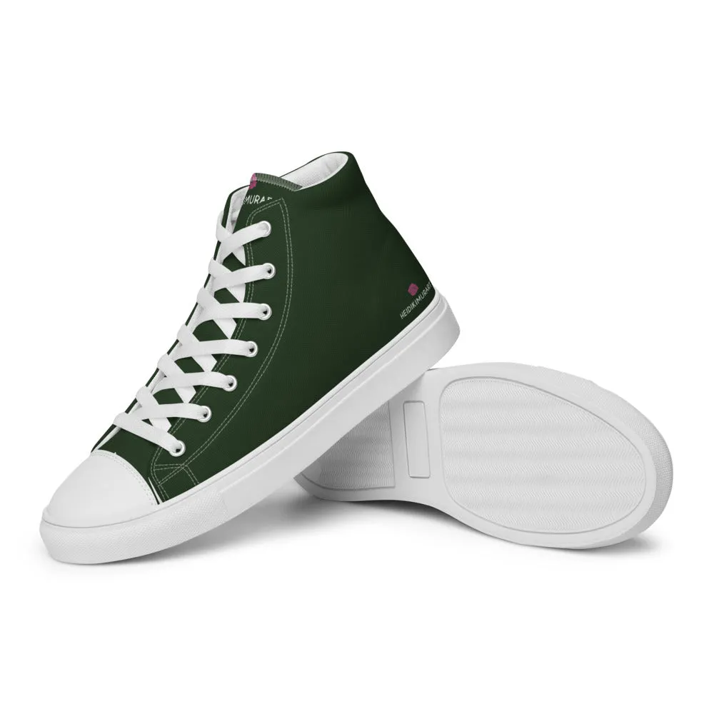 Dark Green Men's Sneakers, Modern Essential Solid Color Designer High Top Sneakers For Men