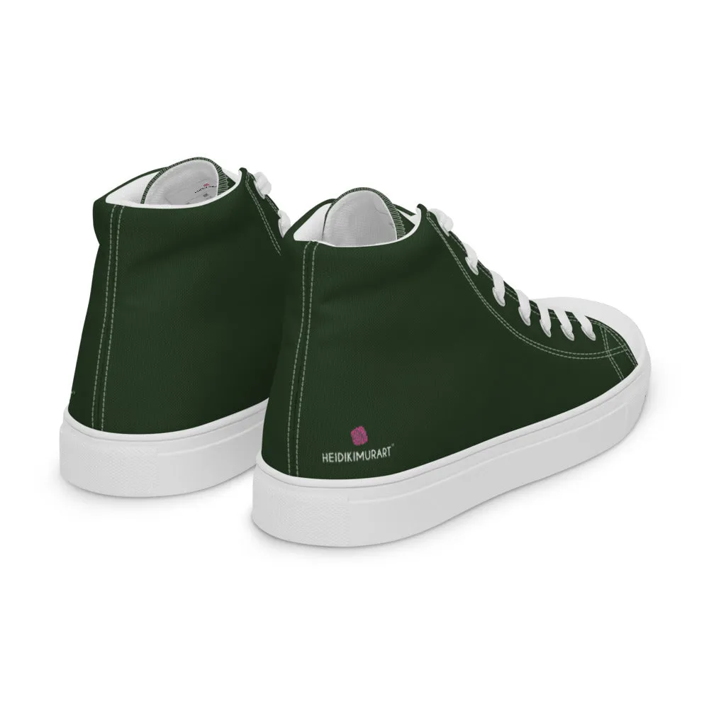 Dark Green Men's Sneakers, Modern Essential Solid Color Designer High Top Sneakers For Men