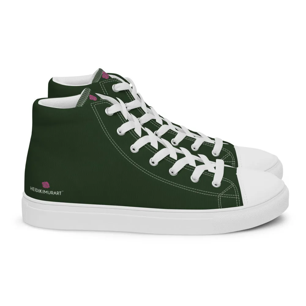 Dark Green Men's Sneakers, Modern Essential Solid Color Designer High Top Sneakers For Men