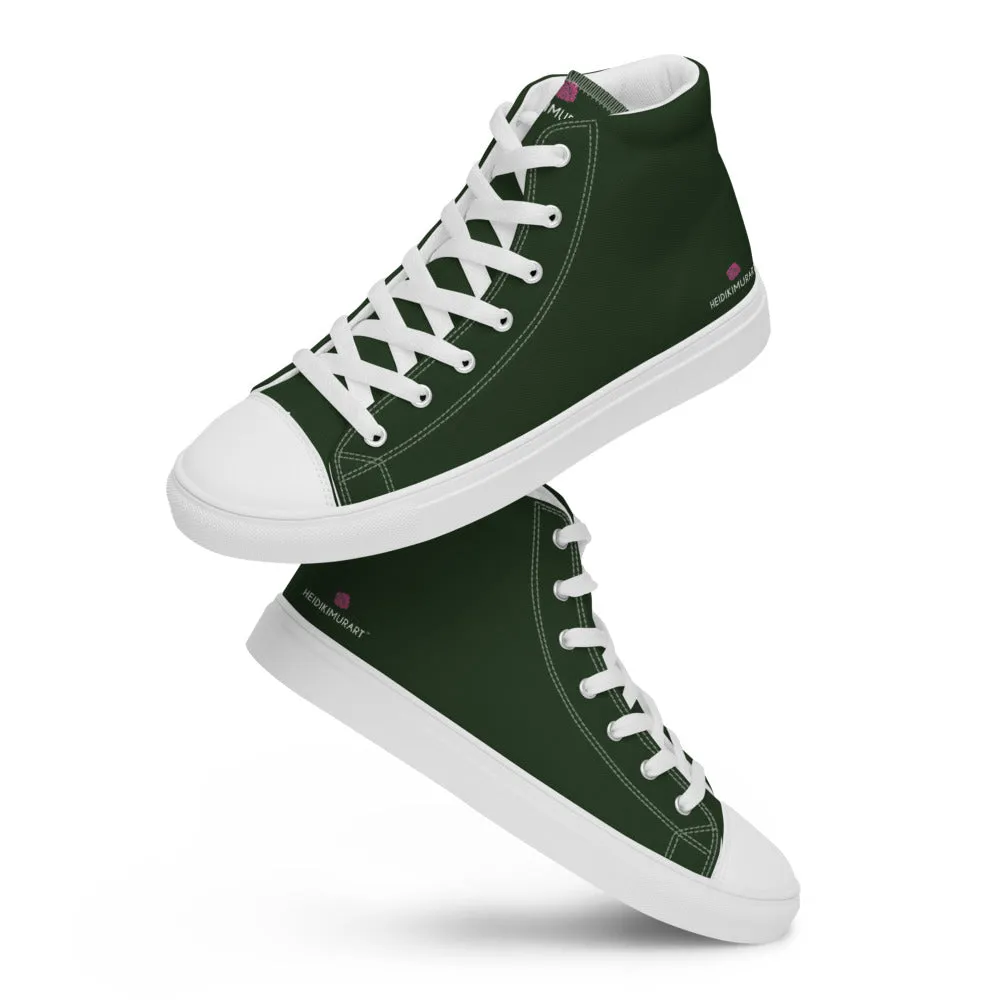 Dark Green Men's Sneakers, Modern Essential Solid Color Designer High Top Sneakers For Men