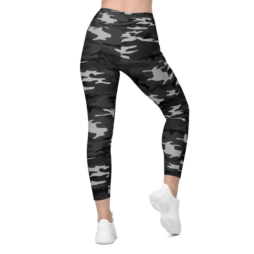 Dark Grey Camo Leggings with Pockets