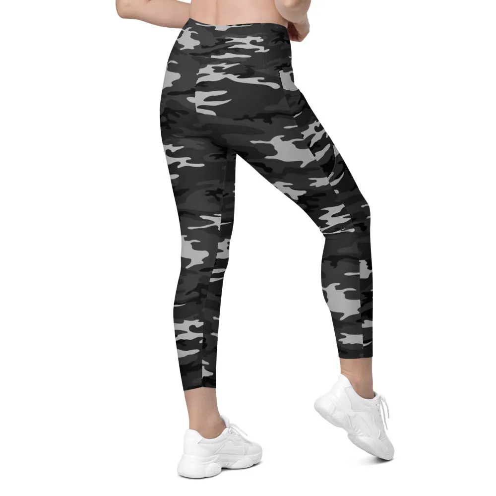 Dark Grey Camo Leggings with Pockets