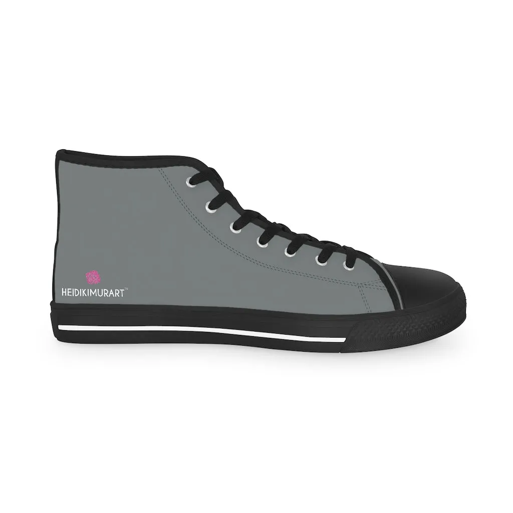 Dark Grey Men's High Tops, Grey Modern Minimalist Best Men's High Top Sneakers (US Size: 5-14)