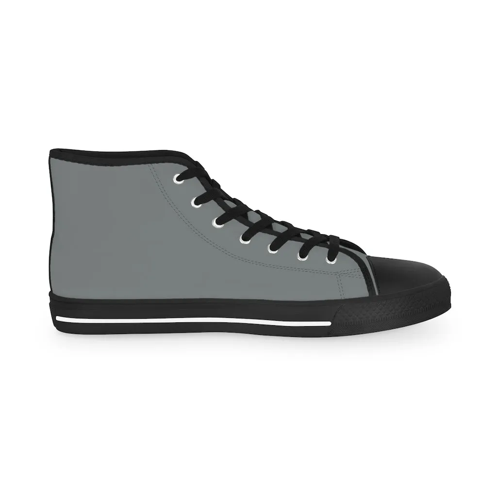 Dark Grey Men's High Tops, Grey Modern Minimalist Best Men's High Top Sneakers (US Size: 5-14)