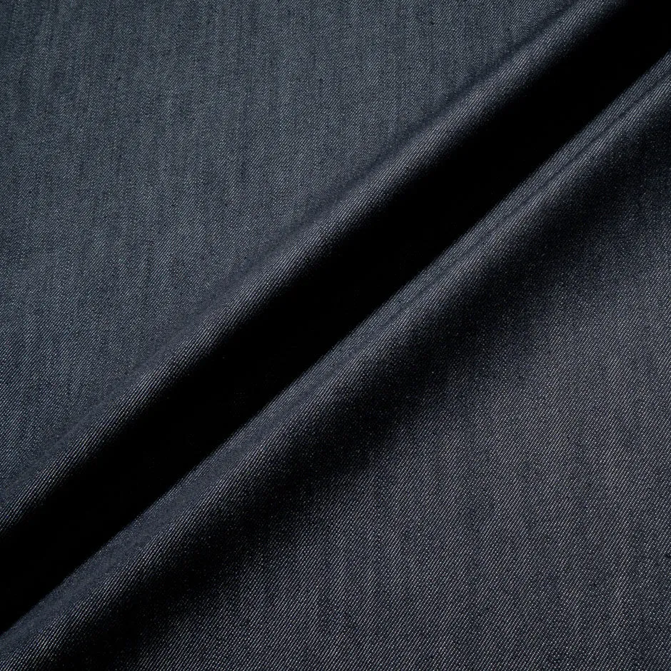 Dark Indigo Blue Stretch Cotton Denim