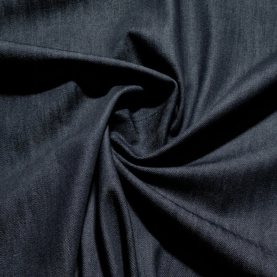 Dark Indigo Blue Stretch Cotton Denim