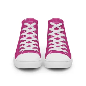 Dark Pink Men's High Tops, Solid Hot Pink Color Men’s High Top Canvas Sneaker Shoes (US Size: 5-13)