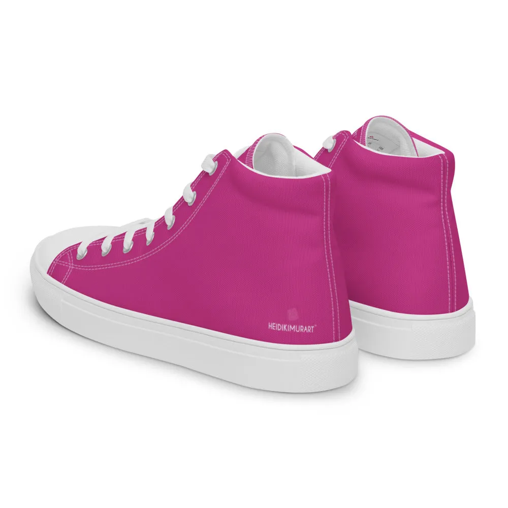 Dark Pink Men's High Tops, Solid Hot Pink Color Men’s High Top Canvas Sneaker Shoes (US Size: 5-13)