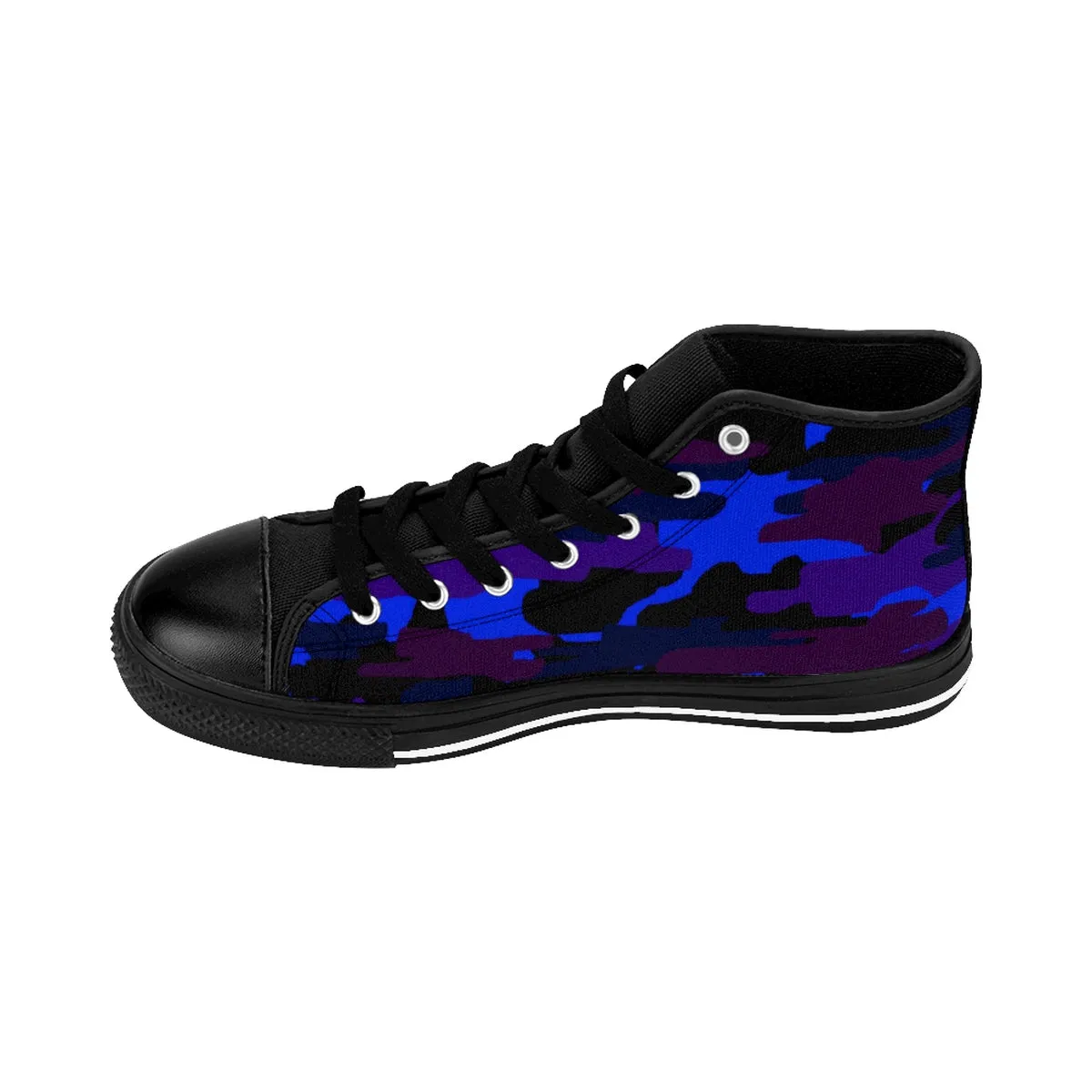 Dark Purple Camo Men's Sneakers, Blue Camouflage Camo Army Military Print Men's High-top Sneakers Shoes