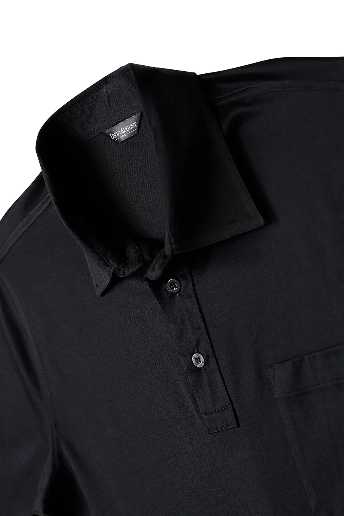 David August Mercerized Cotton Polo Black