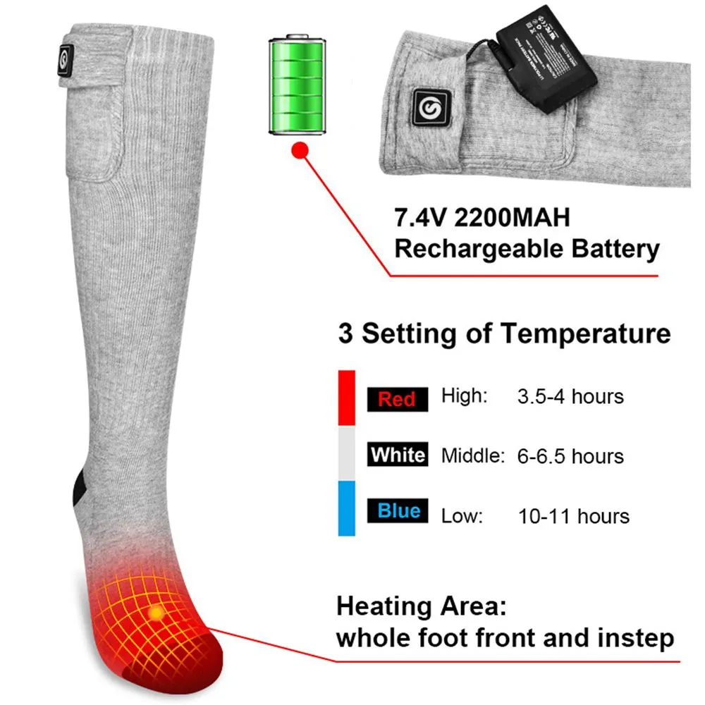 Day Wolf 7.4V Heated Socks Thermal Men Women Warming Long Ski Socks