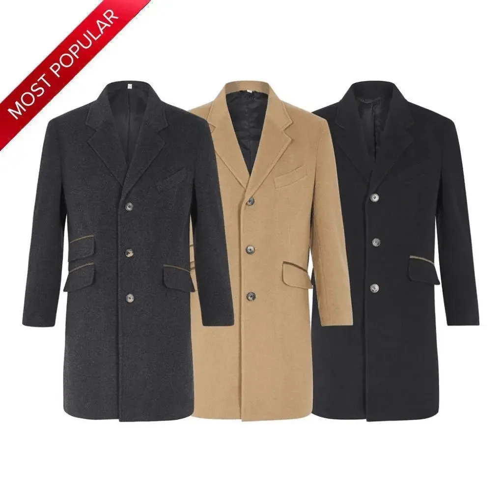 De La Creme MAN - Wool Blend Single Breasted Retro Mod Coat