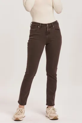 Dear John Fiona Blaire Mid Rise Slim Straight in Mocha Brown