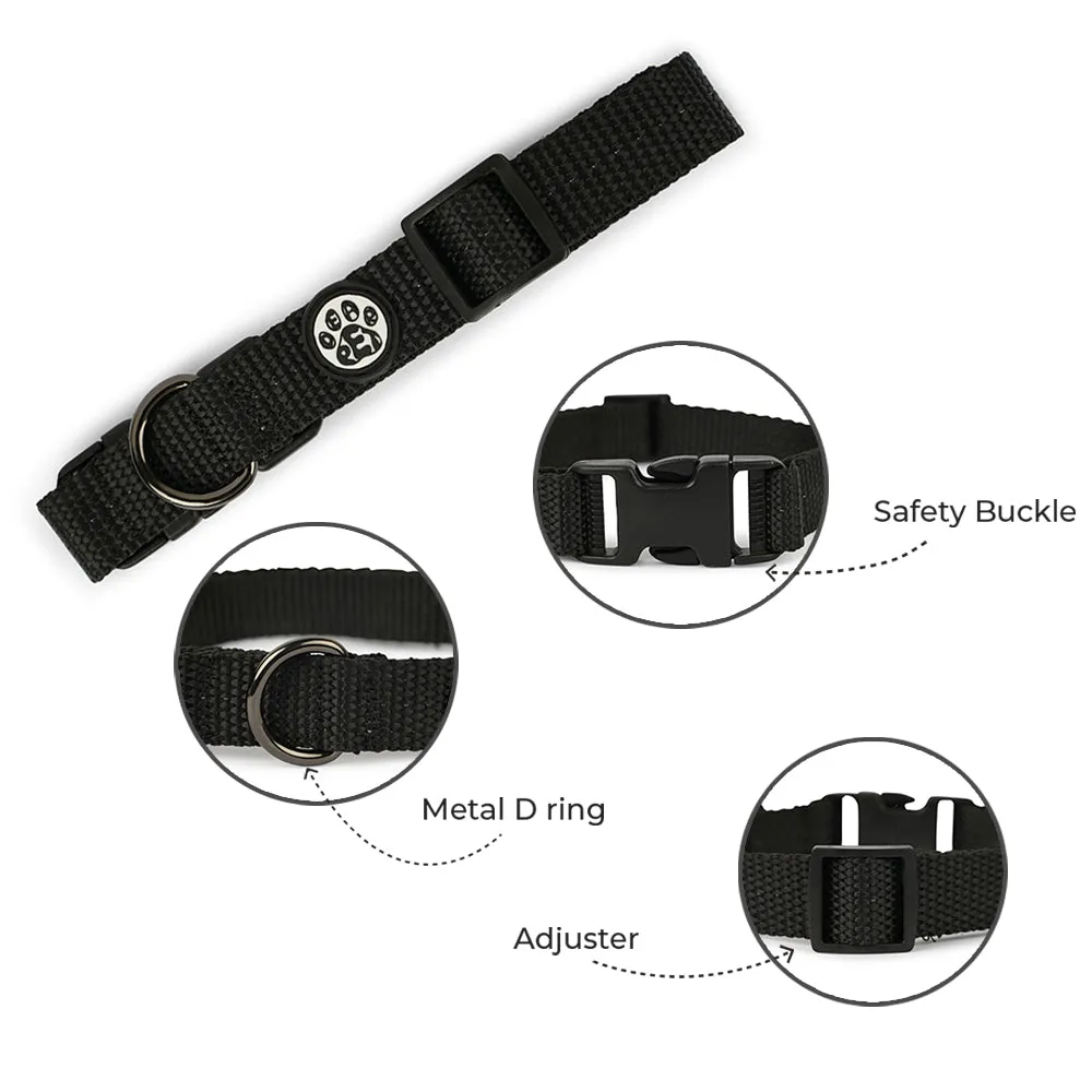 Dear Pet Nylon Dog Collar-Leash Set in Black