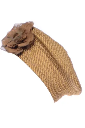 Debbie Rhodes Golden Brown Woven Vintage Beret Style Hat