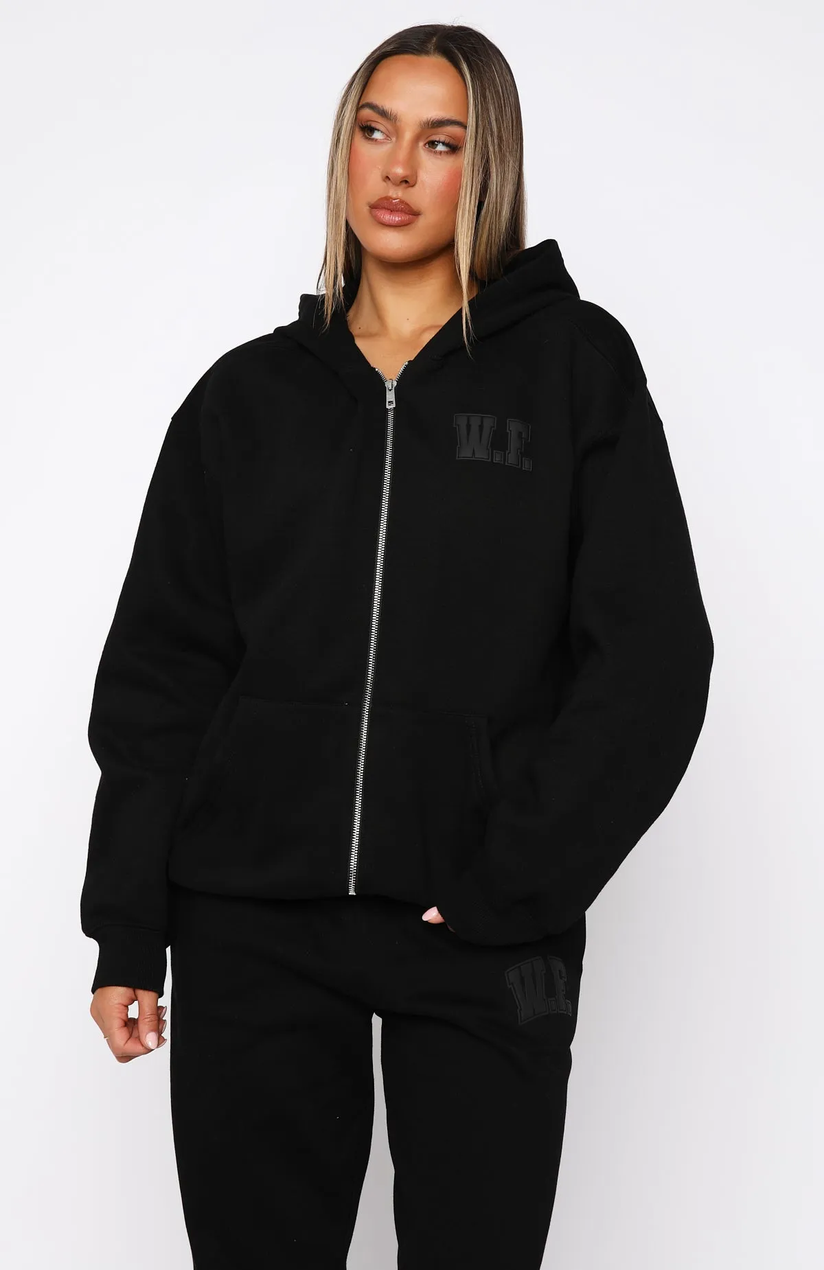 Decade Classics Varsity Zip Front Hoodie Black