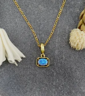 Deco Framed Blue Opal Necklace