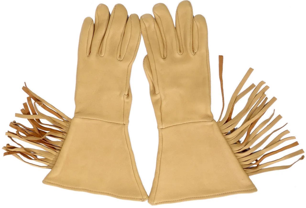 Deerskin Vintage Gauntlet Gloves Western Motorcycle Fringe