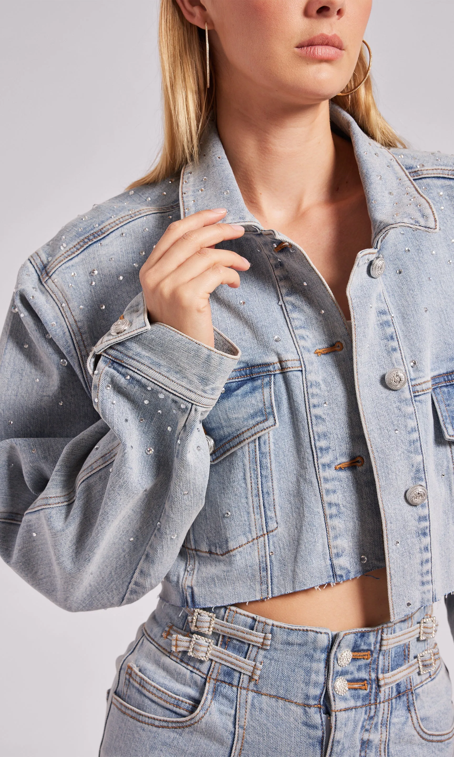 DELANCEY CRYSTAL DENIM JACKET