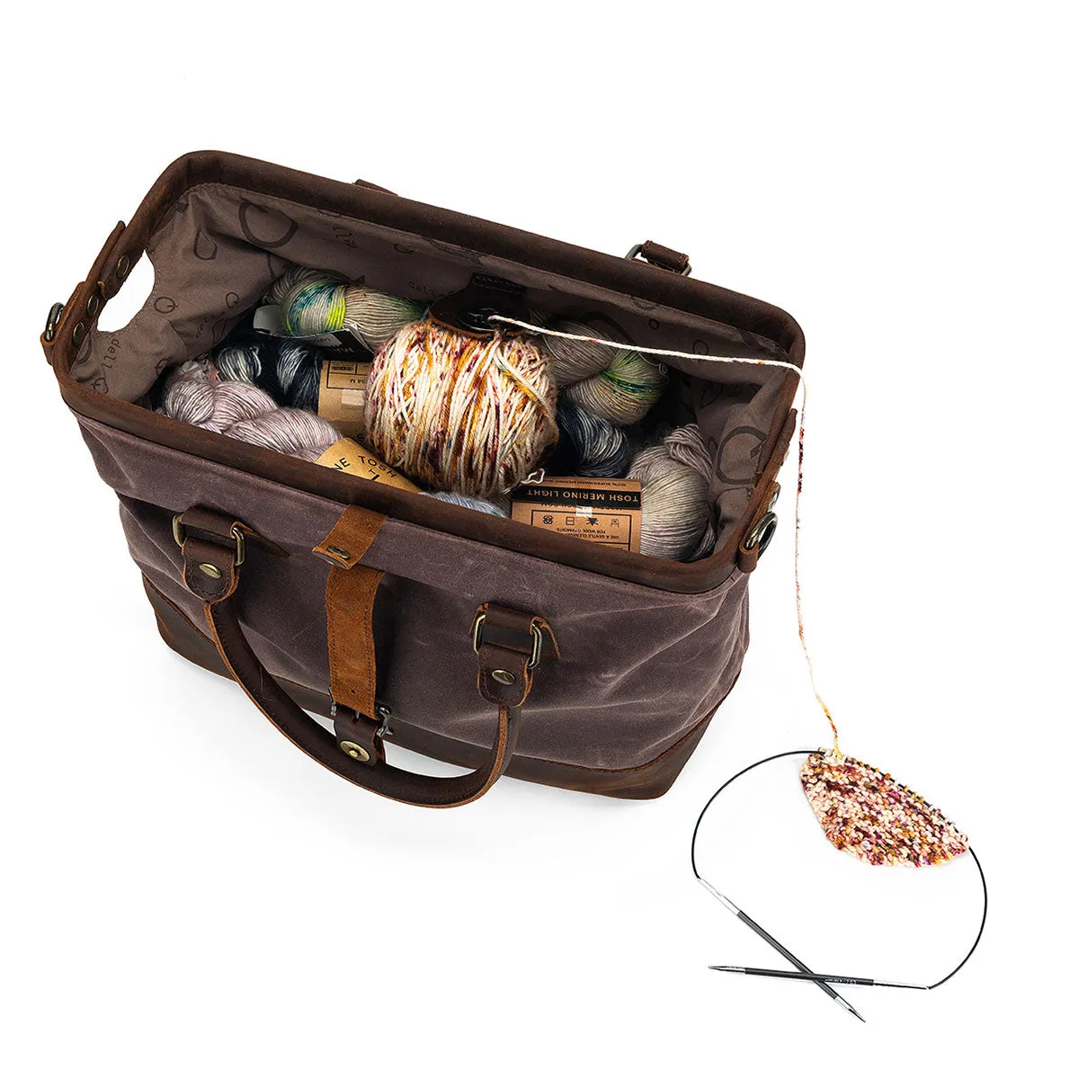 della Q Maker's Canvas Satchel - Cocoa